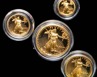 Lot 115: 1990 U.S. 4-Coin Gold Eagle Proof Set in Packaging