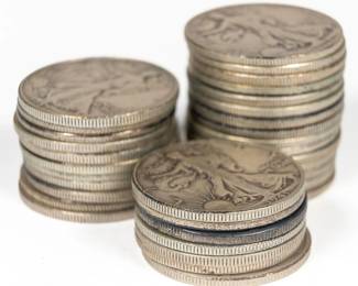 Lot 136: $16.50FV Mixed Date U.S. Walking Liberty Half Dollars