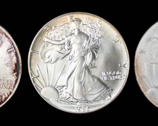 Lot 34: Three American 1ozt Silver Eagles