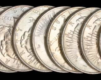 Lot 37: 1923 U.S. Silver Peace Dollars (10)