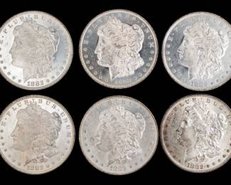 Lot 49: 1882-O U.S. Morgan Silver Dollars - BU (6)