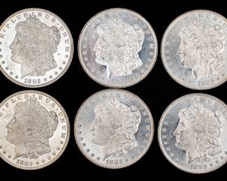 Lot 52: 1882-O U.S. Morgan Silver Dollars - BU (6)