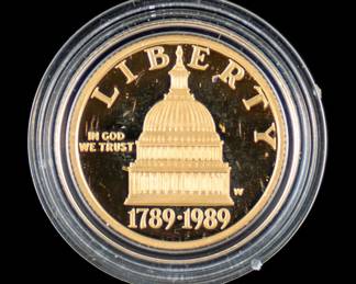 Lot 48: 1989 U.S. $5 Proof Congressional Gold Coin