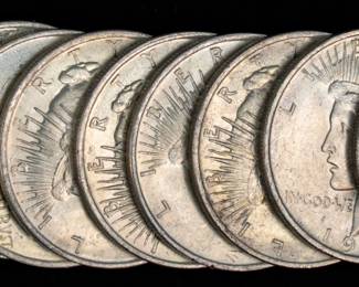 Lot 35: 1923 U.S. Silver Peace Dollars (10)