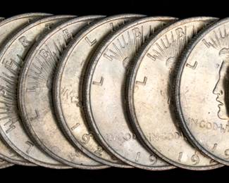 Lot 22: 1923 U.S. Silver Peace Dollars (10)