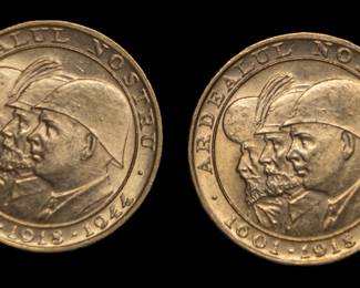 Lot 162: Two 1944 Romanian 20 Lei Gold Coins