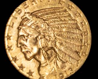 Lot 154: 1913 U.S. $5 Indian Head Gold Coin