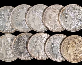 Lot 63: Mixed Date U.S. Morgan Silver Dollars (10)