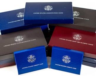 Lot 131: Seventeen Mixed U.S. Commemorative Silver Dollars in Packaging