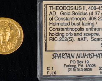 Lot 2: Theodosius II, 408-450AD Gold Solidus