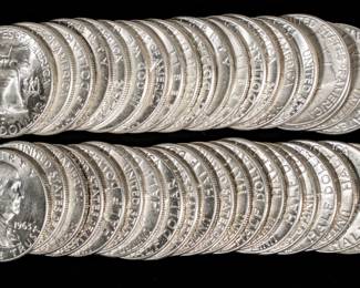 Lot 57: $20FV U.S. 90% Silver Franklin Halves