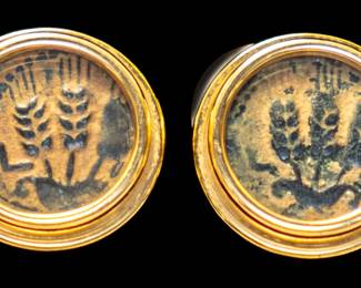 Lot 113: 18k Ancient Coin Earrings