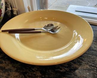 Mid Century Modern Salad Tongs with Teak Wood Handles