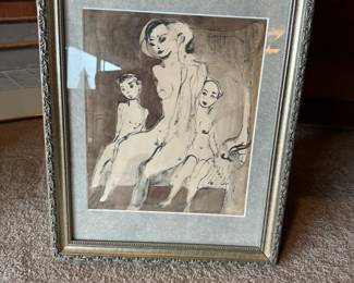 Sketch of nude females, Edward Hefner collection, artist Lesta O. Schwartz