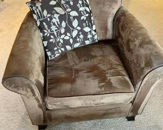 Brown Velvet Rolled Arm Chair