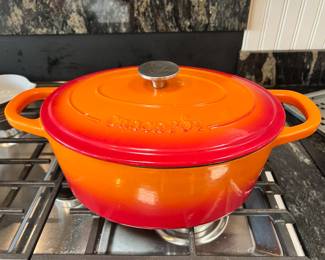 Orange/Red Crock Pot Artisan Round Enameled Cast Iron Dutch Oven