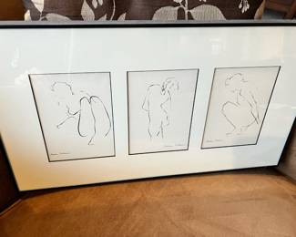 Triptych black & white drawing by Barbara Nickerson