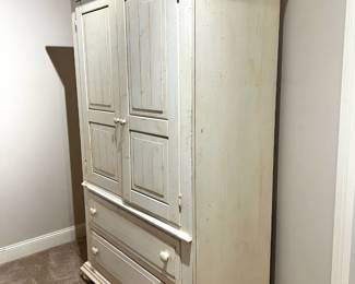 Distressed White Armoire