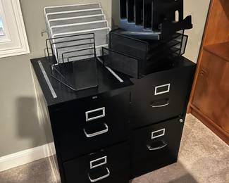 2 Black Two Drawer Filing Cabinets