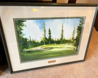 80th PGA 1998 Watercolor of Golf Course"Sahalee 9th Hole" by Owen Hall