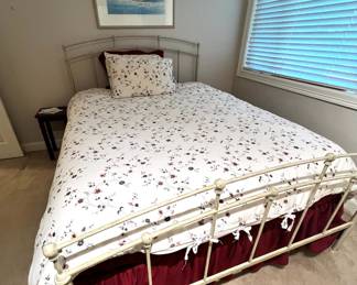 Queen Size Bed with Cream Metal Bedframe