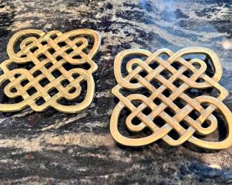 Pair of Brass Celtic Design Trivets