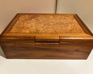 Burlwood & Two Toned Wood Jewelry Box