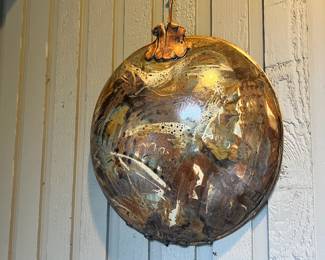 Brown, Cream and Green Wall Hanging Pottery Bowl