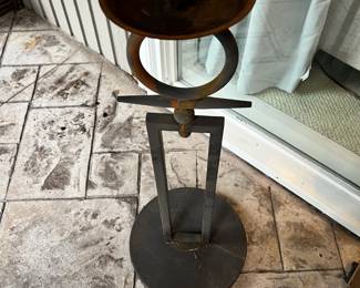 Abstract Black Iron Bird Feeder Stand