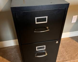 2 Black Two Drawer Filing Cabinets