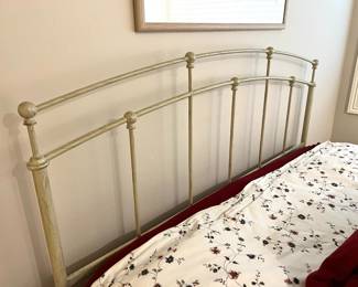 Queen Size Bed with Cream Metal Bedframe