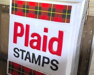 Large Vintage Plaid Stamps Lighted Electric Sign