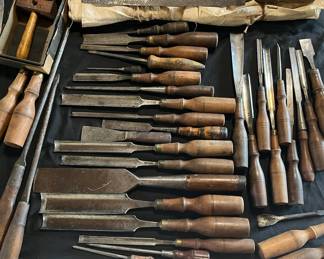  008 Antique Woodworking Tools W. Butcher Cast Steel Chisels