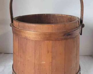 Antique Wooden Firkin Bucket 13 x 11 inches