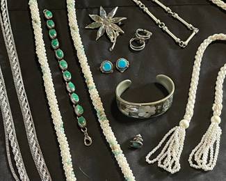 Cool Silver Pearl Toned Costume Jewelry