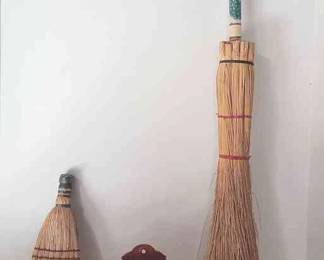 Hearth Broom, Matchbox Holder, And Whisk Broom