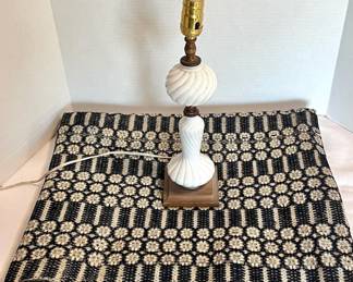 Vintage Throw Blanket Milk Glass Lamp Working