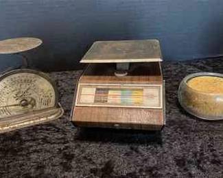 Two Vintage Postage Scales Glass Stamp Moistener