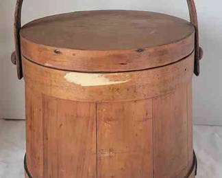 1800s Wooden Firkin Flour Bucket 9.5 x 9.5 inches