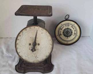 Antique Columbia Scale And Vintage German Barometer