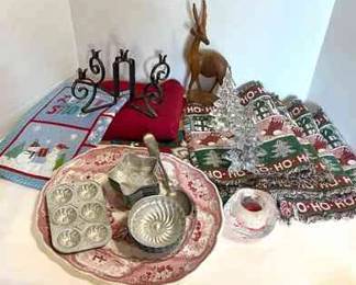 Pink Staffordshire Columbus W. Adams Son Platter, and Christmas Decor