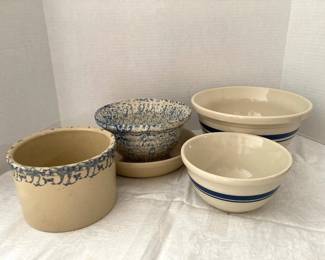Five Roseville Pottery Bowls Microwave  Dishwasher Safe 