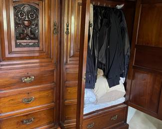 Antique wardrobe and cabinet