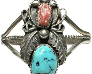 Turquoise and Coral Bracelet