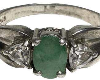 925 Silver Emerald Ring