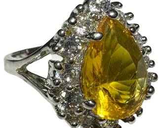 925 Silver Yellow Gem Ring