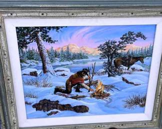 Cowboy By Campfire, By Mario A Felix Art 