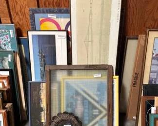 #2218 • 5 Framed Artworks, 2 Mirrors and Window Cover