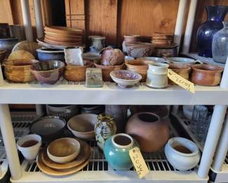 #2034 • (2) Shelves of Pottery