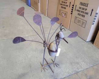 #2014 • Metal & Stone Peacock Yard Decor